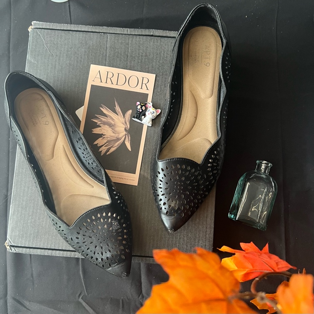 3/$15- Pointed Flats with Intricate Cutout Detailing